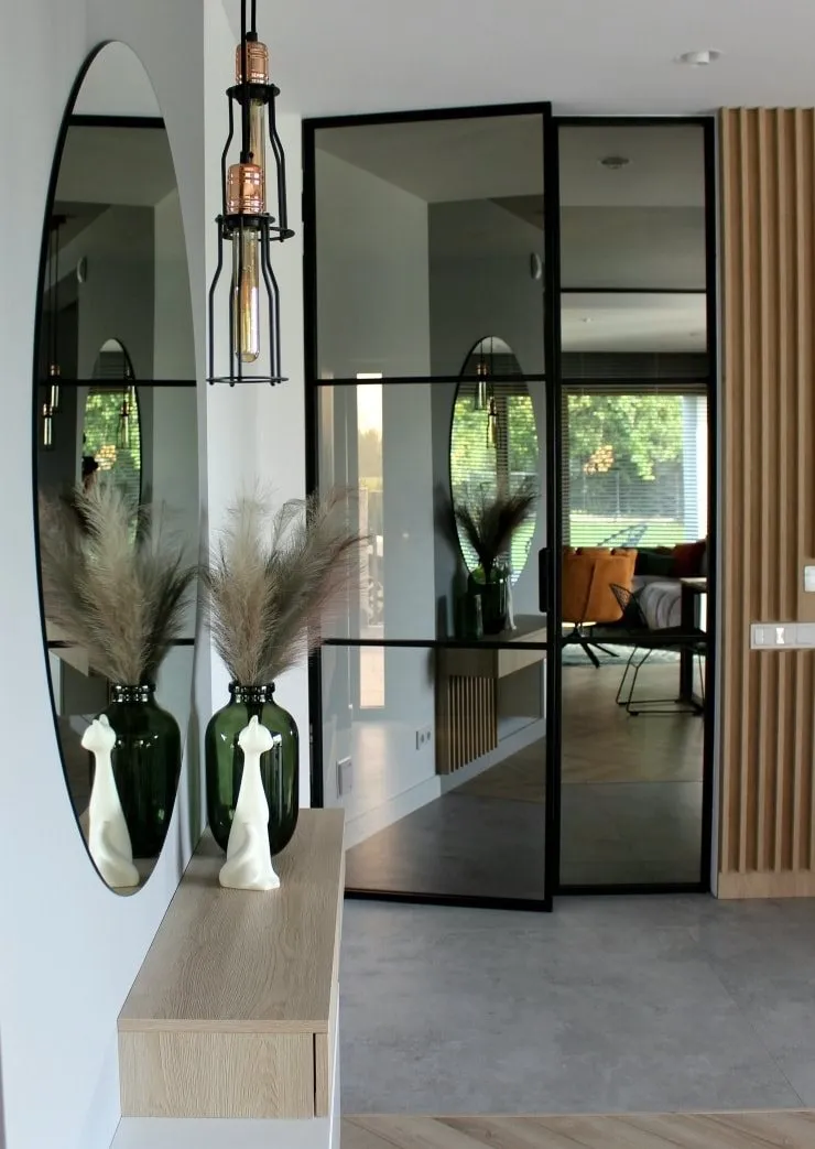 Drzwi szklane loft — czarne ramki stalowe